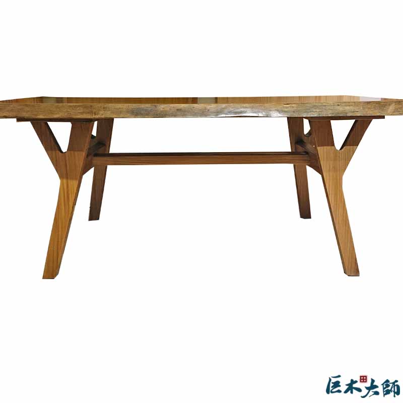 原木餐桌-原木書桌 非洲柚木(搭配Y字腳)